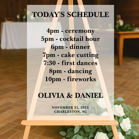 Kaarslicht Winter Wedding Timeline Frosted Acryl Bord
