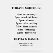 Kaarslicht Winter Wedding Timeline Frosted Acryl Bord (Voorkant)