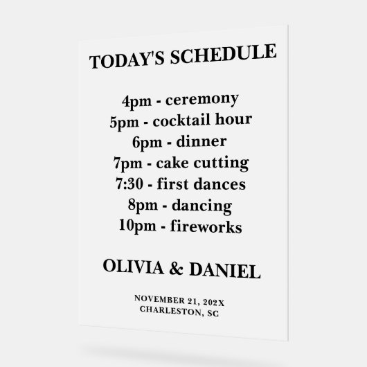 Kaarslicht Winter Wedding Timeline Frosted Acryl Bord (Hoek)