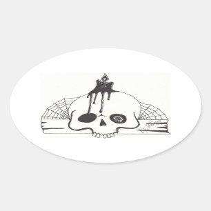 kaarsschedel ovale sticker