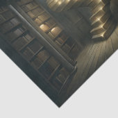 Kaarsverlichte bibliotheek trap decoupage tissuepapier (Detail)