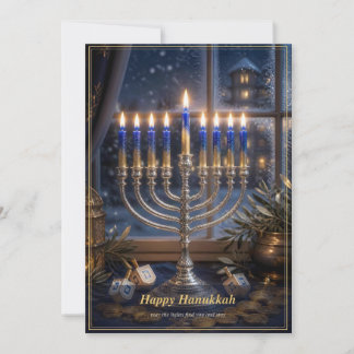 Kaarsverlichte Hanukkah-viering Feestdagenkaart