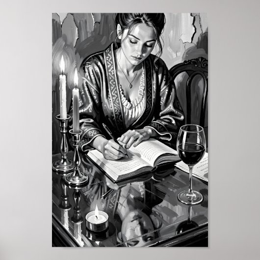 Kaarsverlichte Reflecties in Stilte Poster (Voorkant)