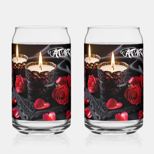 Kaarsverlichte Romance Drinkware Set Blikvorm Glas (Voorkant)