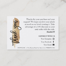 Kaarsverzorging Gouden Glitter Chic Script Bedankk Visitekaartje