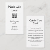 Kaarsverzorging instructies Wax smelt voeg een r c Informatiekaartje (Voorkant / Achterkant)