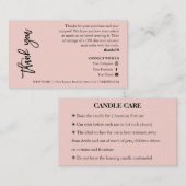 Kaarsverzorging Roze Chic Script Bedankkaart Visitekaartje (Voorkant / Achterkant)