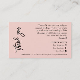 Kaarsverzorging Roze Chic Script Bedankkaart Visitekaartje