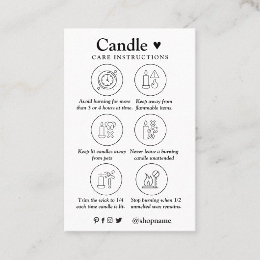 Kaarsverzorging Zwart & Wit | Aangepaste Logo Beda Visitekaartje (Voorkant)