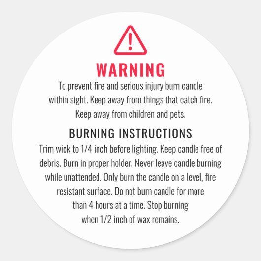 Kaarswaarschuwing en brandinstructies Label (Voorkant)