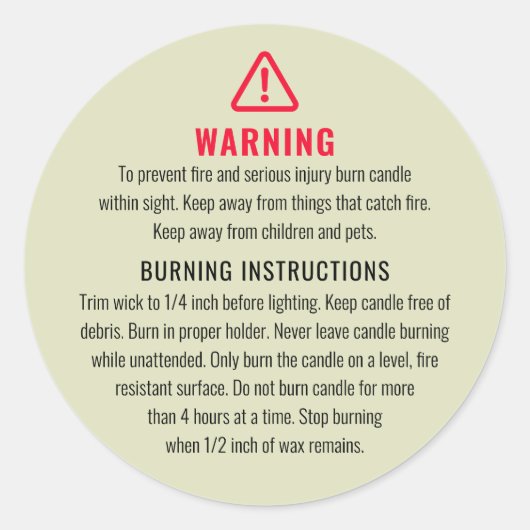 Kaarswaarschuwing en brandinstructies Label (Voorkant)