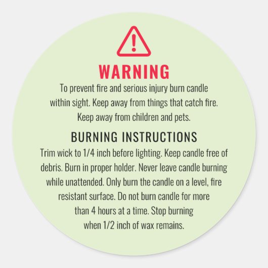 Kaarswaarschuwing en brandinstructies Label (Voorkant)