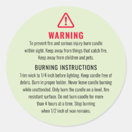 Kaarswaarschuwing en brandinstructies Label