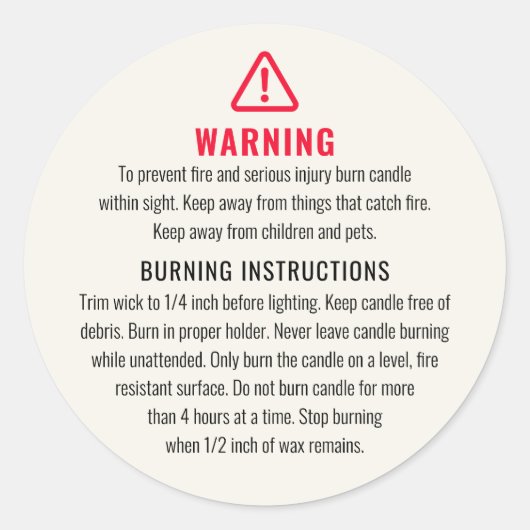 Kaarswaarschuwing en brandinstructies Label (Voorkant)