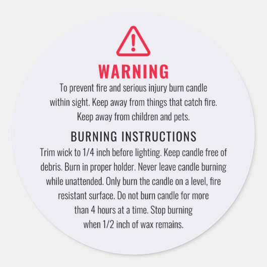 Kaarswaarschuwing en brandinstructies Label (Voorkant)