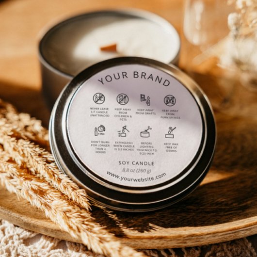 Kaarswaarschuwingslabel Kaarsverzorging Instructie Ronde Sticker