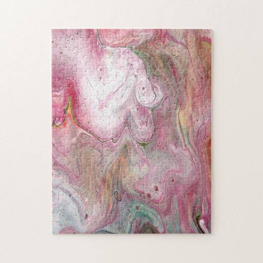 Kaarszacht roze groen Abstracte puzzel (Verticaal)