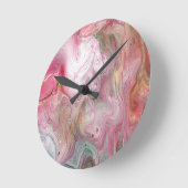 Kaarszachte roze groene Abstracte wandklok (Hoek)