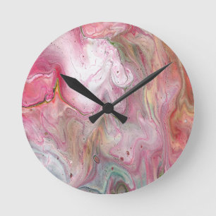Kaarszachte roze groene Abstracte wandklok