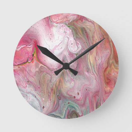 Kaarszachte roze groene Abstracte wandklok (Voorkant)