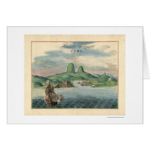 Kaart 1639 van het Uitzicht Havana Cuba