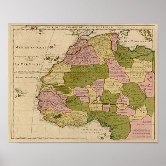  kaart 1707 Noord-Afrika Poster (Voorkant)