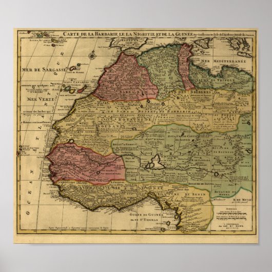  kaart 1742 Noord-Afrika Poster (Voorkant)