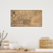 Kaart 1755 van de stad New York Poster (Keuken)