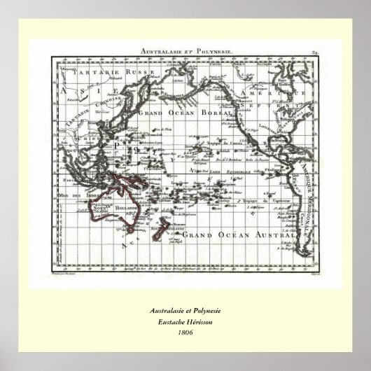  kaart 1806 - Australasie en polynesie Poster (Voorkant)