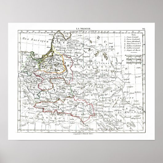 Kaart 1806 - La Pologne Poster (Voorkant)