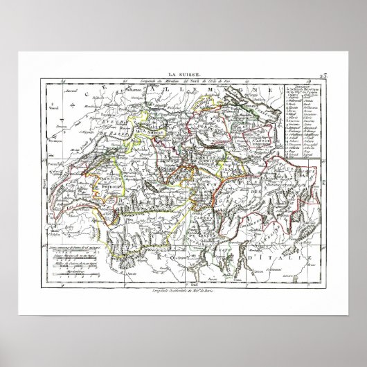 Kaart 1806 - La Suisse Poster (Voorkant)