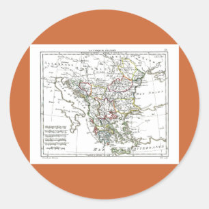 Kaart 1806 - La Turquie d'Europe Ronde Sticker