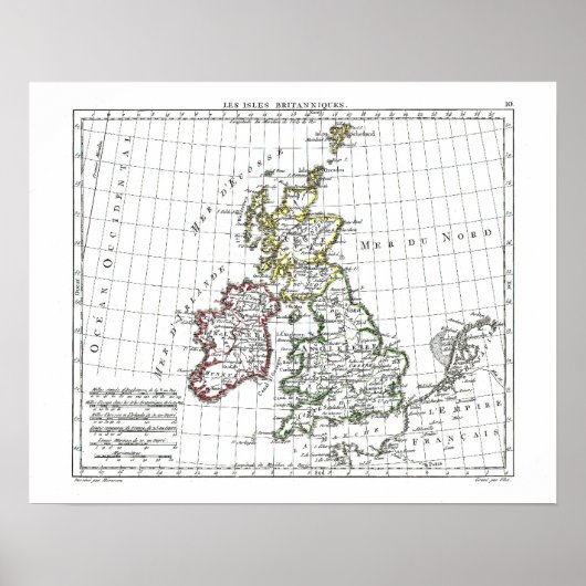 Kaart 1806 - Les Isles Britanniques Poster (Voorkant)