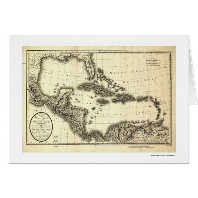 kaart 1806 van West-Indië en de Golf van Mexico (Voorkant Horizontaal)