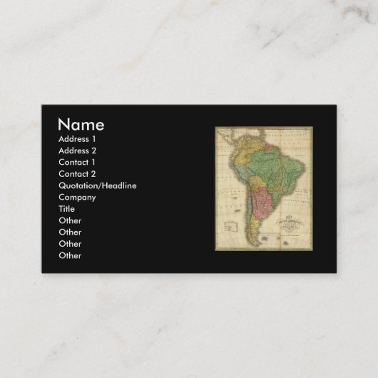  kaart 1826 Zuid-Amerika van Anthony Finley Visitekaartje (Voorkant)