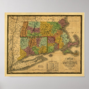  kaart 1831 - Zuid-New England Poster