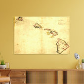 kaart 1837 Hawaii - Hawaiiaanse eilanden Canvas Afdruk (Insitu (Woonkamer))