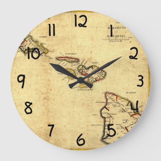 kaart 1837 Hawaii - Hawaiiaanse eilanden Grote Klok (Voorkant)