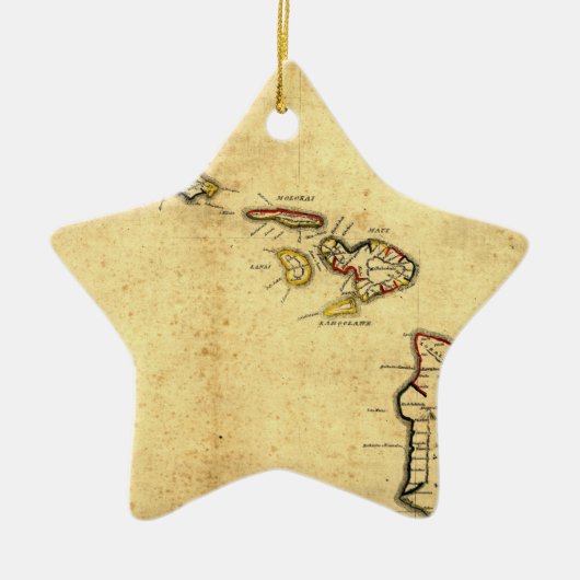  kaart 1837 Hawaii - Hawaiiaanse eilanden Keramisch Ornament (Voorkant)