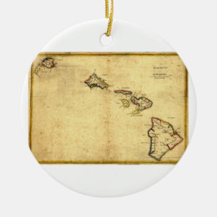 kaart 1837 Hawaii - Hawaiiaanse eilanden Keramisch Ornament
