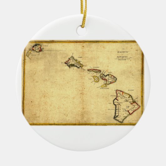  kaart 1837 Hawaii - Hawaiiaanse eilanden Keramisch Ornament (Voorkant)