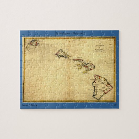  kaart 1837 Hawaii - Hawaiiaanse eilanden Legpuzzel (Horizontaal)