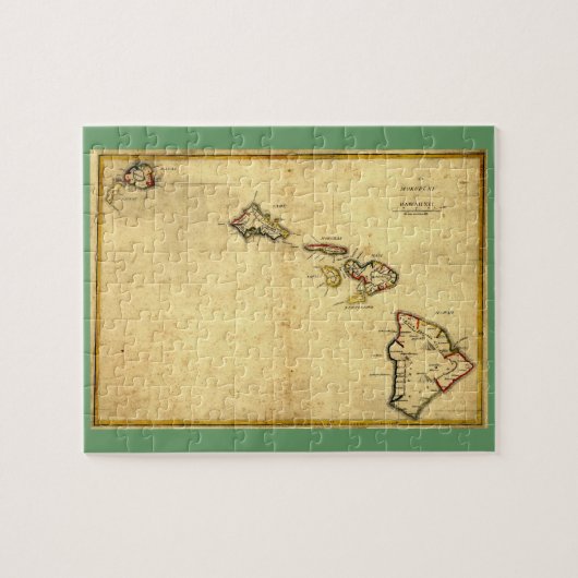  kaart 1837 Hawaii - Hawaiiaanse eilanden Legpuzzel (Horizontaal)