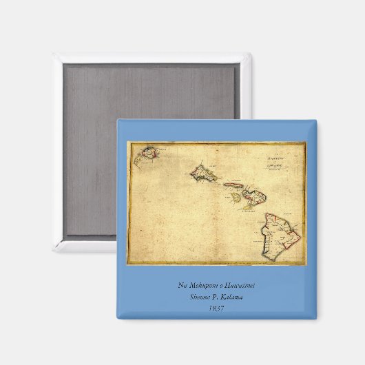  kaart 1837 Hawaii - Hawaiiaanse eilanden Magneet (Voorkant / Achterkant)