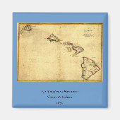  kaart 1837 Hawaii - Hawaiiaanse eilanden Magneet (Voorkant)