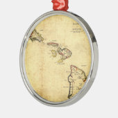  kaart 1837 Hawaii - Hawaiiaanse eilanden Metalen Ornament (Links)
