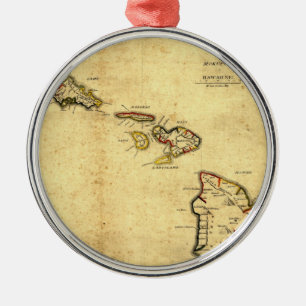 kaart 1837 Hawaii - Hawaiiaanse eilanden Metalen Ornament