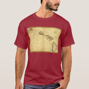 kaart 1837 Hawaii - Hawaiiaanse eilanden T-shirt