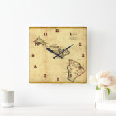  kaart 1837 Hawaii - Hawaiiaanse eilanden Vierkante Klok (Huis)