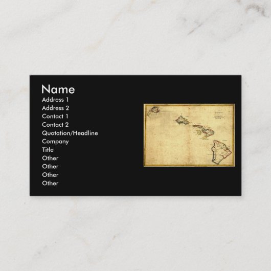  kaart 1837 Hawaii - Hawaiiaanse eilanden Visitekaartje (Voorkant)